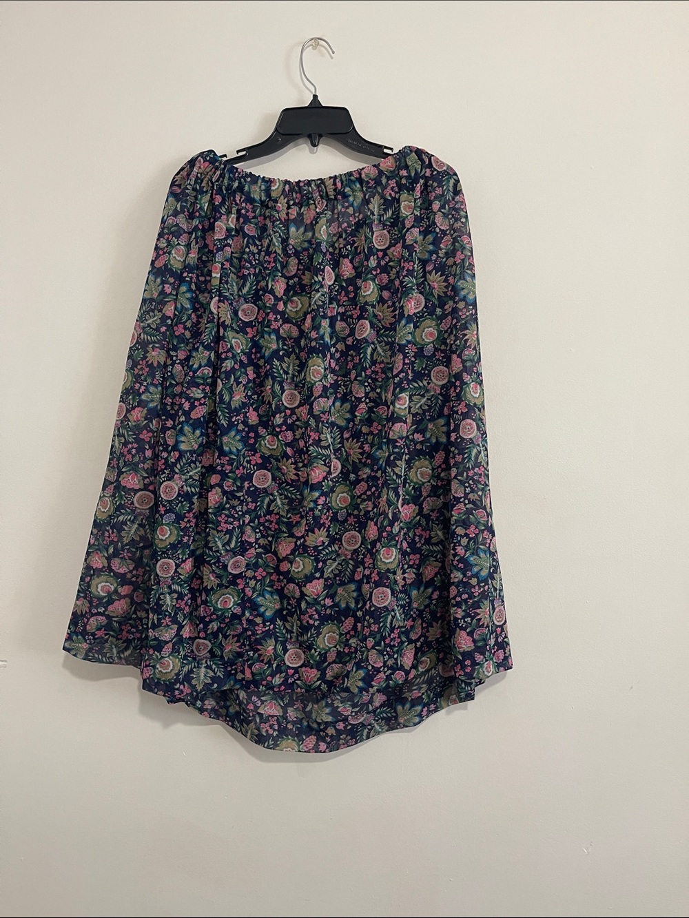 Women’s Floral Elastic-Waist Skirt in Navy